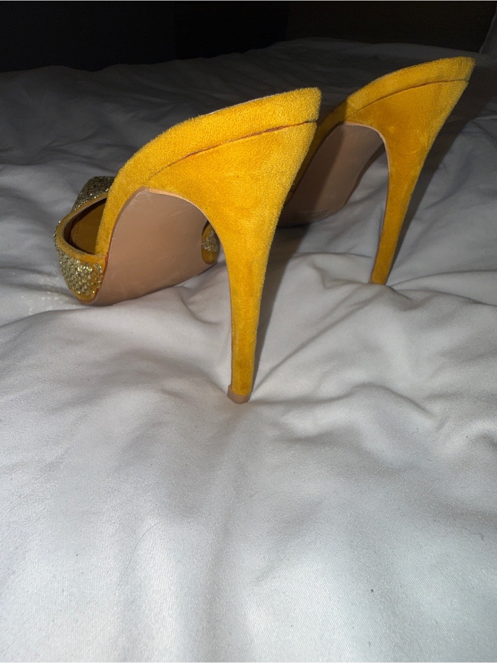Cape Robbin Yellow Rhinestone Pointed Toe Mules - Picture 3 of 3